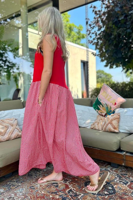Arbi Gingham Sundress Chilli